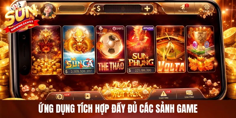 Ứng dụng tích hợp đầy đủ các sảnh game Ứng dụng tích hợp đầy đủ các sảnh game