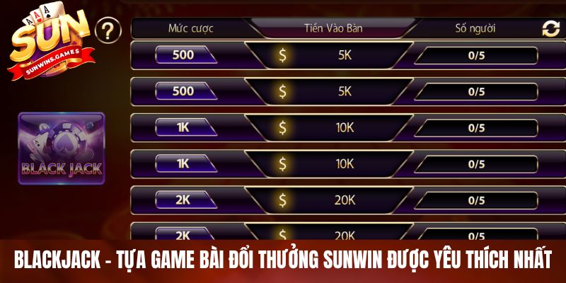 Blackjack - Tựa game bài đổi thưởng SUNWIN được yêu thích nhất Blackjack - Tựa game bài đổi thưởng SUNWIN được yêu thích nhất